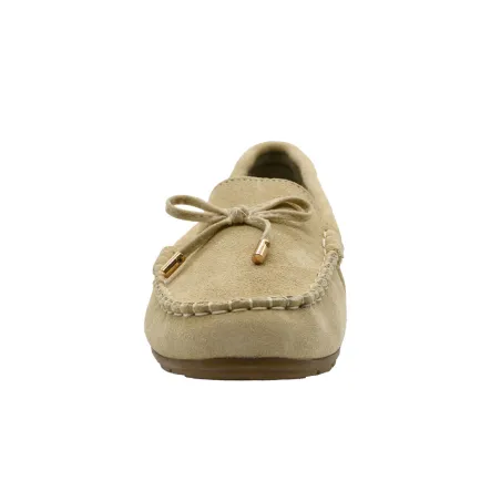 Chaussures bateau facile à enfiler femme cuir beige de 36 à 41