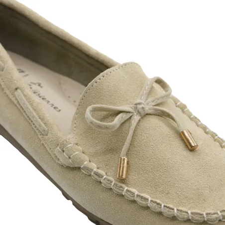 Chaussures bateau facile à enfiler femme cuir beige de 36 à 41