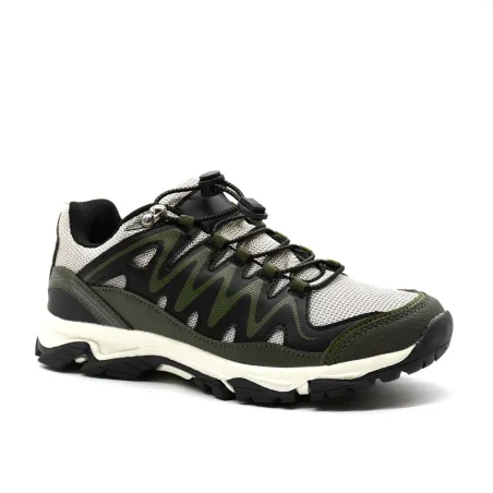 Baskets mixtes en textile et PU kaki noir beige 36 à 46