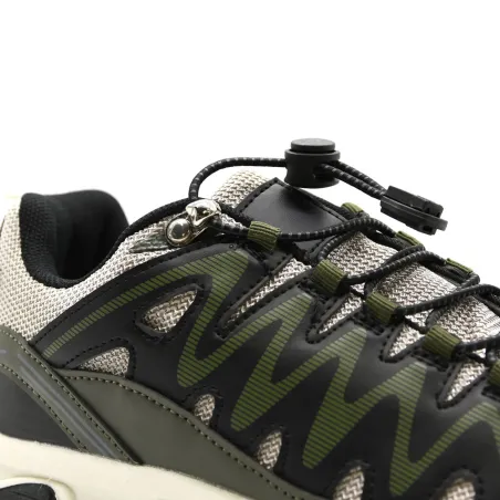 Baskets mixtes en textile et PU kaki noir beige 36 à 46