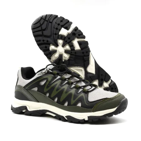 Baskets mixtes en textile et PU kaki noir beige 36 à 46