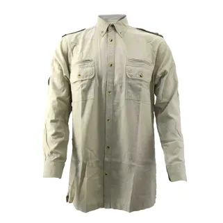 Chemise Authentic multipoches boutons coton beige S à 3XL