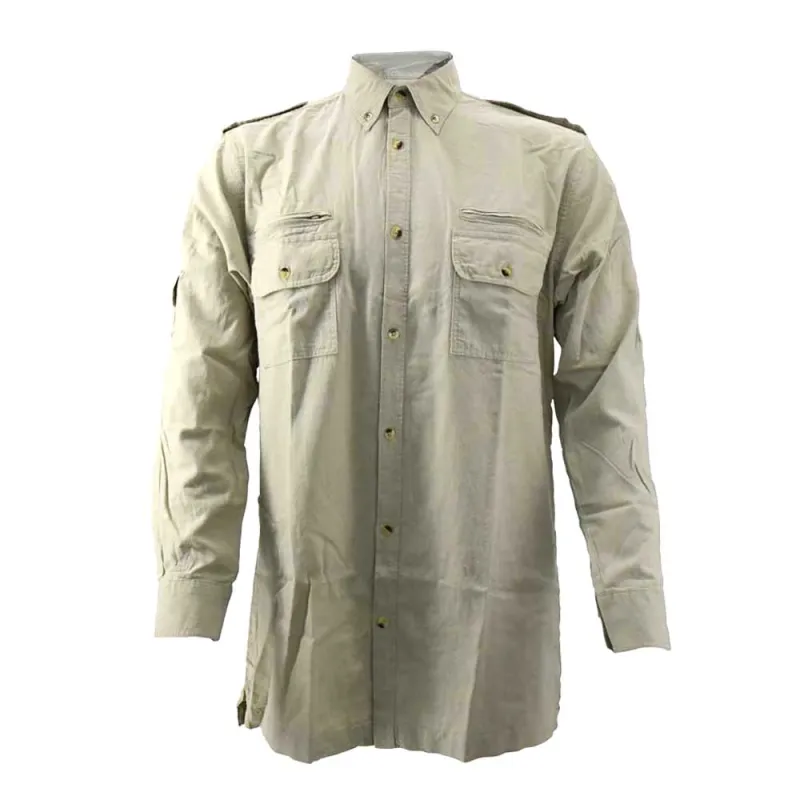 Chemise Authentic multipoches boutons coton beige S à 3XL