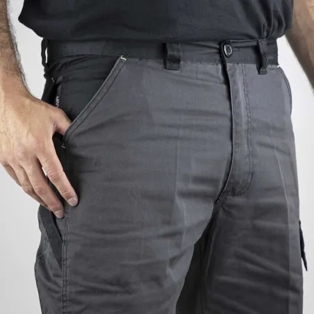 Bermuda de travail 4 poches polyester coton gris noir 38 à 52