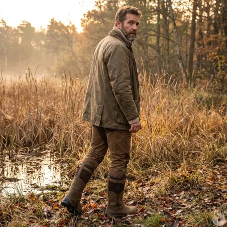 Bottes chasse cuir marron fourrée Iceland Gore-Tex + sac