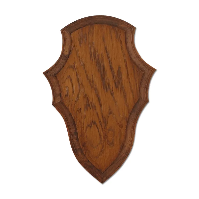 Ecusson chasse trophée chevreuil chêne foncé ciré 26x18