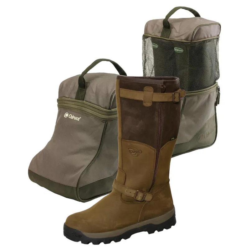 Bottes chasse cuir marron fourrée Iceland Gore-Tex + sac