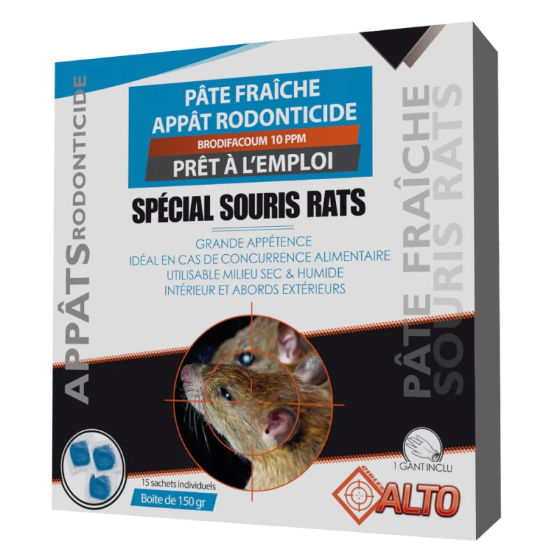 Pâte fraiche ALTO raticide/souricide 150g difénacum