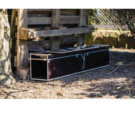 Piège boite à fauve bois 2 entrées ouverture 135x19x24