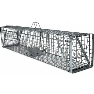 Cage-piège Hardy 3 ressorts trappe 60° 2 entrées 150x34x34cm