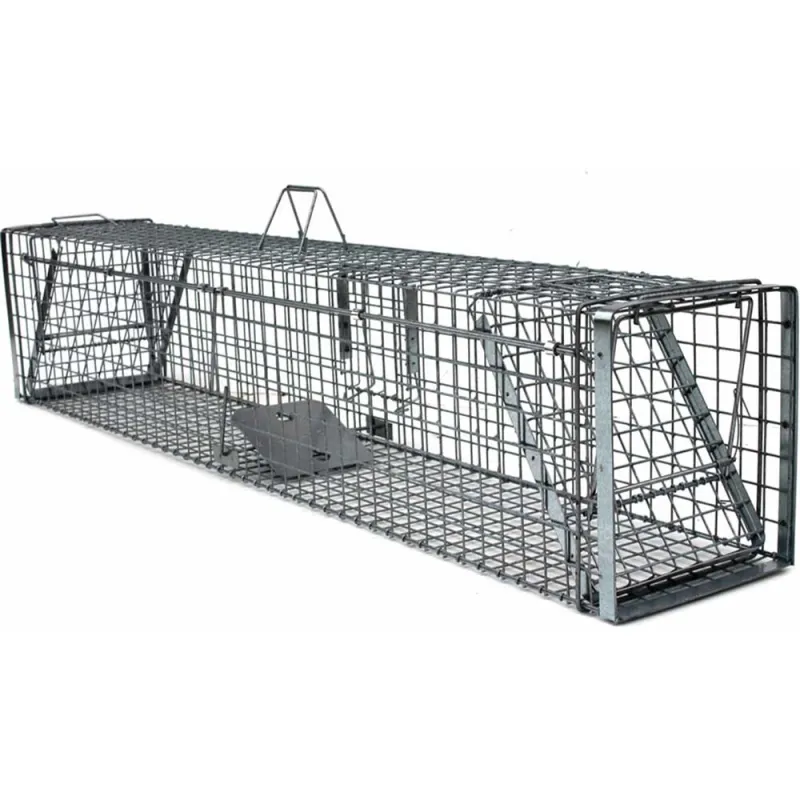 Cage-piège Hardy 3 ressorts trappe 60° 2 entrées 150x34x34cm
