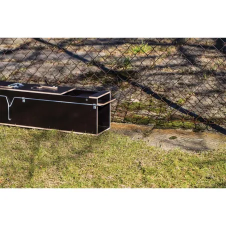 Piège boite à fauve bois 2 entrées ouverture 119x19x24