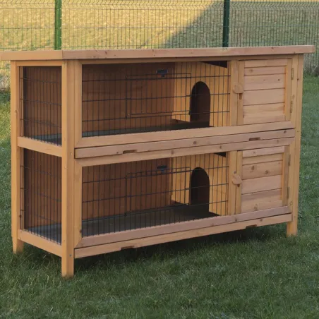 Clapier lapins double étage en bois Dimensions 136 X 50 X 92 cm