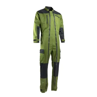 Combinaison de travail double zip Trident vert/noir – Confort et résistance