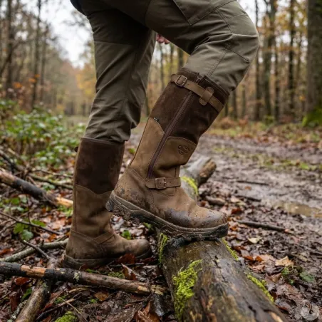 Bottes chasse Iceland Gore-Tex cuir marron fourrées étanches