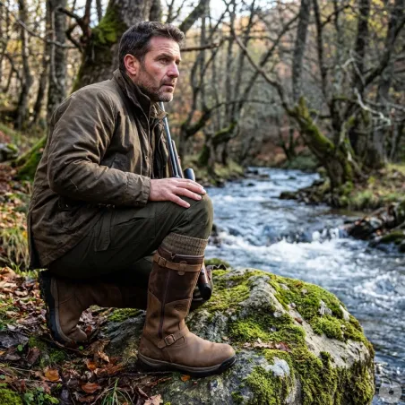 Bottes chasse Iceland Gore-Tex cuir marron fourrées étanches