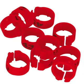 Bagues Spécial Pigeon Marquage Laser Indélébile numérotées 1-25 Rouge