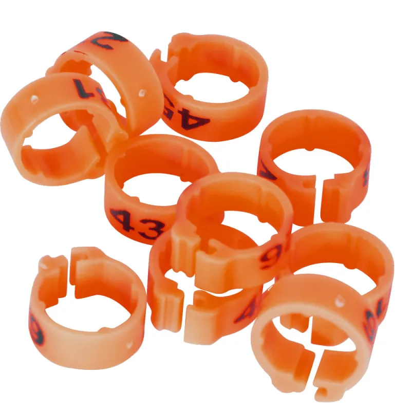 Bagues Spécial Pigeon Marquage Laser Indélébile numérotées 1-25 Orange