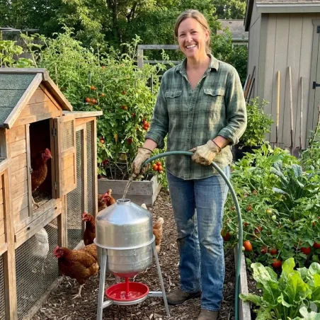 Abreuvoir poules et volailles 30 L en métal galvanisé sur pieds | Ducatillon