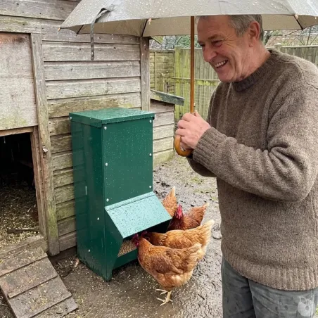 Mangeoire anti gaspillage galvanisée peinture epoxy verte 7 kg