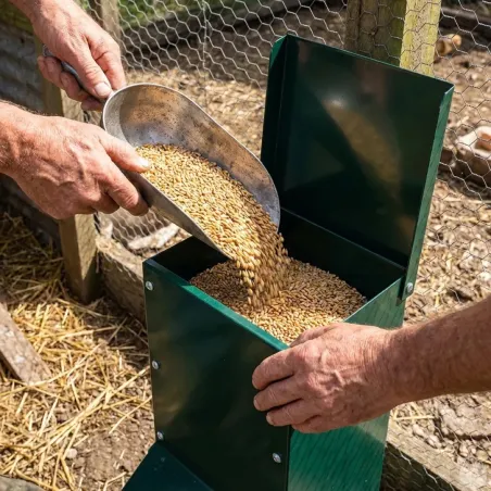 Mangeoire anti gaspillage galvanisée peinture epoxy verte 7 kg