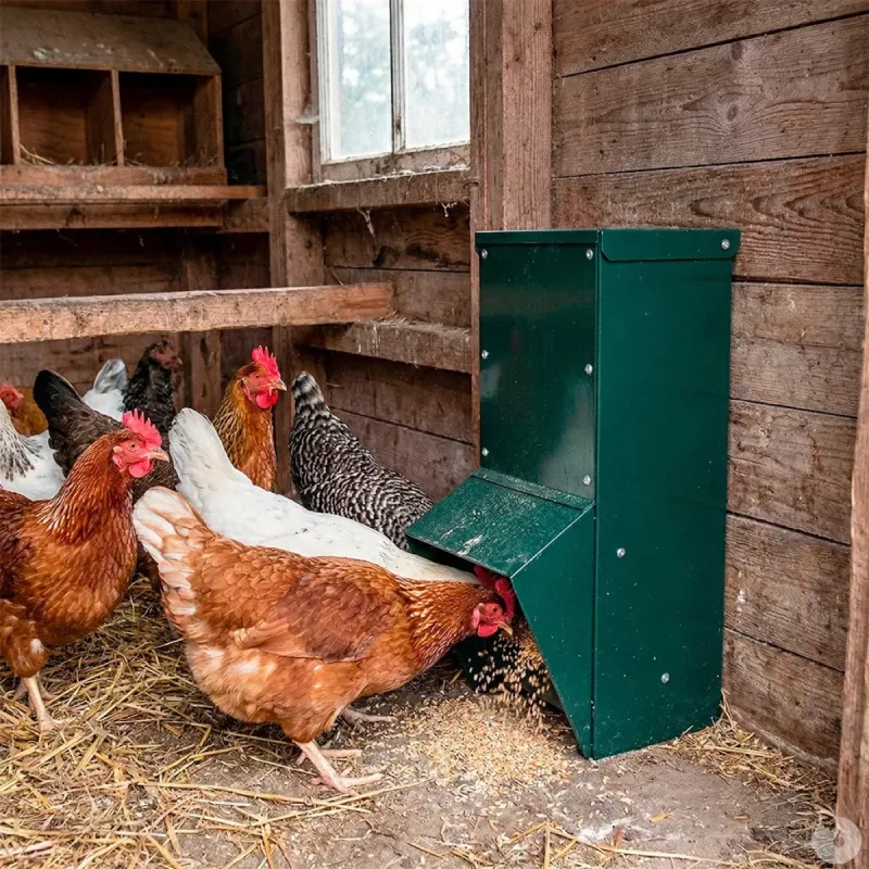 Mangeoire anti gaspillage galvanisée peinture epoxy verte 7 kg