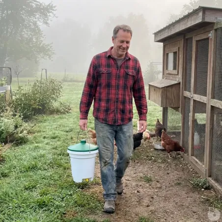 Abreuvoir seau 3 pipettes volailles capacité 12L avec kit suspension - Olba