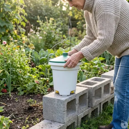 Abreuvoir seau 3 pipettes volailles capacité 12L avec kit suspension - Olba