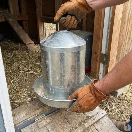 Abreuvoir poules à double paroi tôle galvanisée Gaun 12L