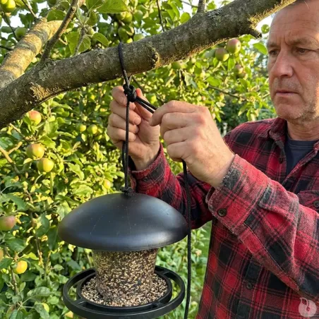 Mangeoire oiseaux transparente 19x17cm avec corde suspension