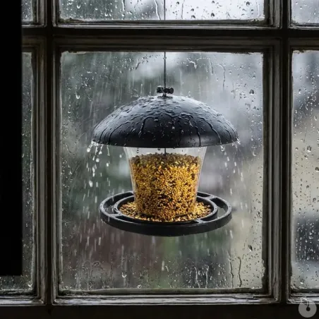 Mangeoire oiseaux transparente 19x17cm avec corde suspension