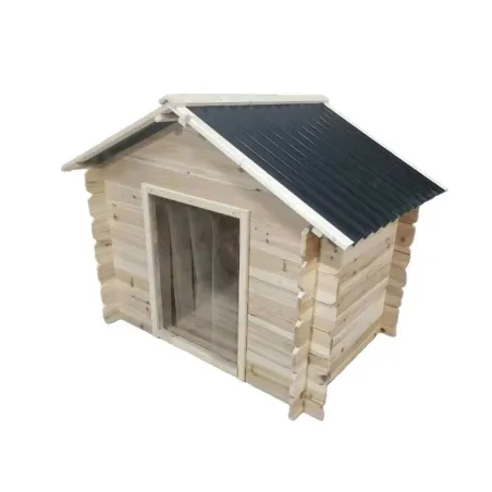 Niche chien en bois toit type chalet madrier toit PVC taille L 116 x 87 x 90 cm 