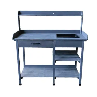 Table de rempotage bois avec bac – 114 x 46 x 120 cm plantes et semis