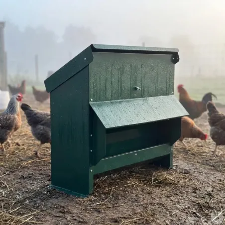 Mangeoire galvanisée verte anti gaspillage 20 kg