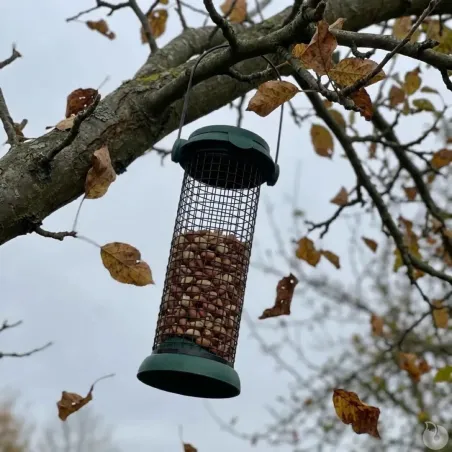 Mangeoire oiseaux métal Ø9x20cm distributeur graines jardin