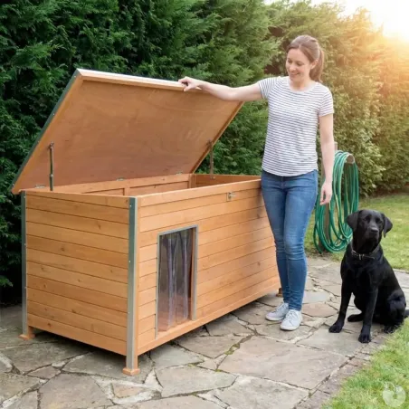 Niche isolée pour chien en bois – Extérieur été/hiver – 160 x 75 x 75 cm