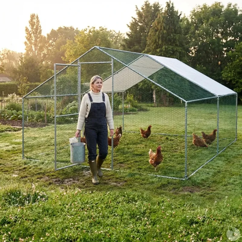 Enclos volaille métal galvanisé 18 m² – maille 25 mm