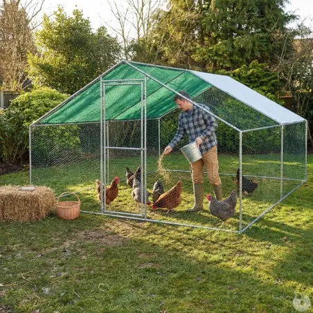 Enclos volaille métal galvanisé 18 m² – maille 25 mm