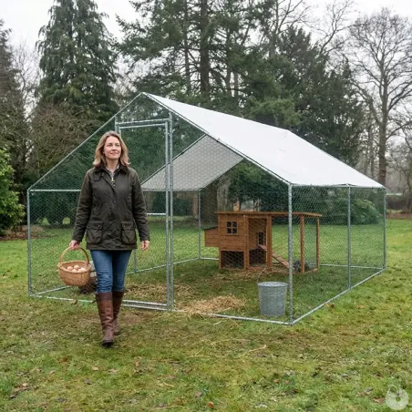 Enclos volaille métal galvanisé 18 m² – maille 25 mm