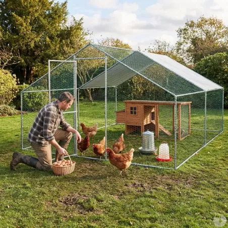 Enclos volaille métal galvanisé 18 m² – maille 25 mm