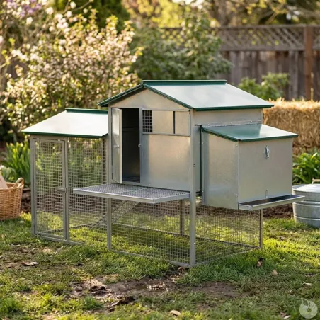 Grand poulailler métal galvanisé 3/4 poules 200X80X120 cm