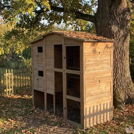 Poulailler Bois 2 étages 10-15 poules 222X115 X200 cm sol PVC