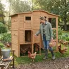 Poulailler Bois 2 étages 10-15 poules 222X115 X200 cm sol PVC