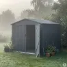 Abri de jardin métal gris et crème 245 x 193 x 180 cm