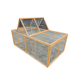 Enclos poules en bois 2 portes latérales 200 x 115 x 75 cm