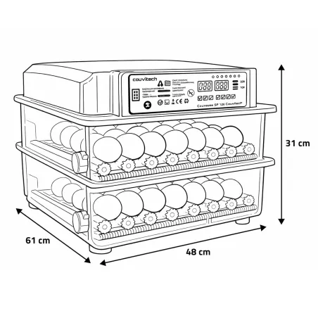 Couveuse automatique Couvitech SP-120 - 120 oeufs affichage digital