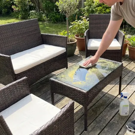 Salon de jardin 4 pièces résine tressée marron