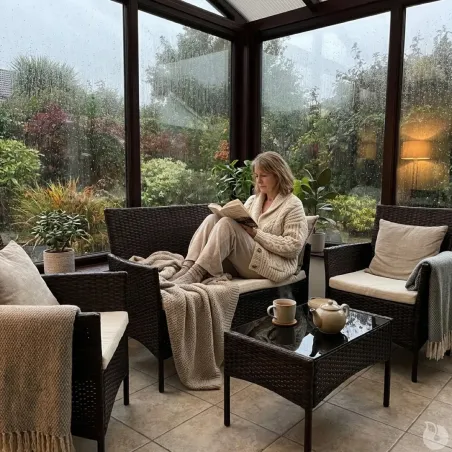 Salon de jardin 4 pièces résine tressée marron