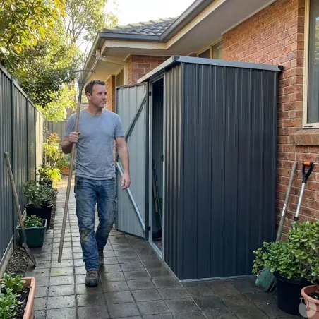 Abri de jardin métal compact 1,40 m² porte battante acier
