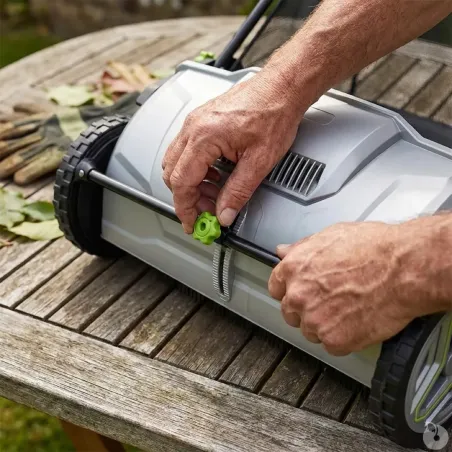 Ramasse-feuilles 3 brosses 53cm bac 100L réglage 0-40mm 112x66cm